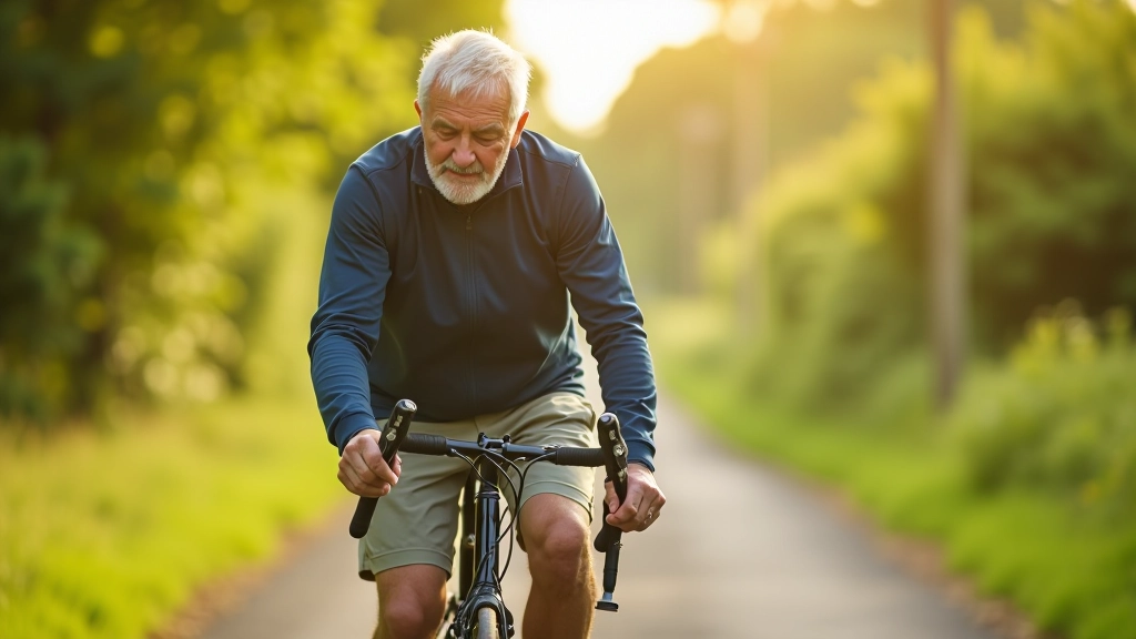 Cyclist checking bike tire with small pump at the beginning of a cycling journey on a greenway path