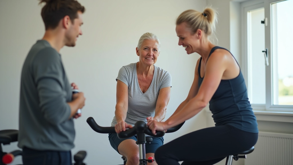 Indoor fitness training session for older cyclists