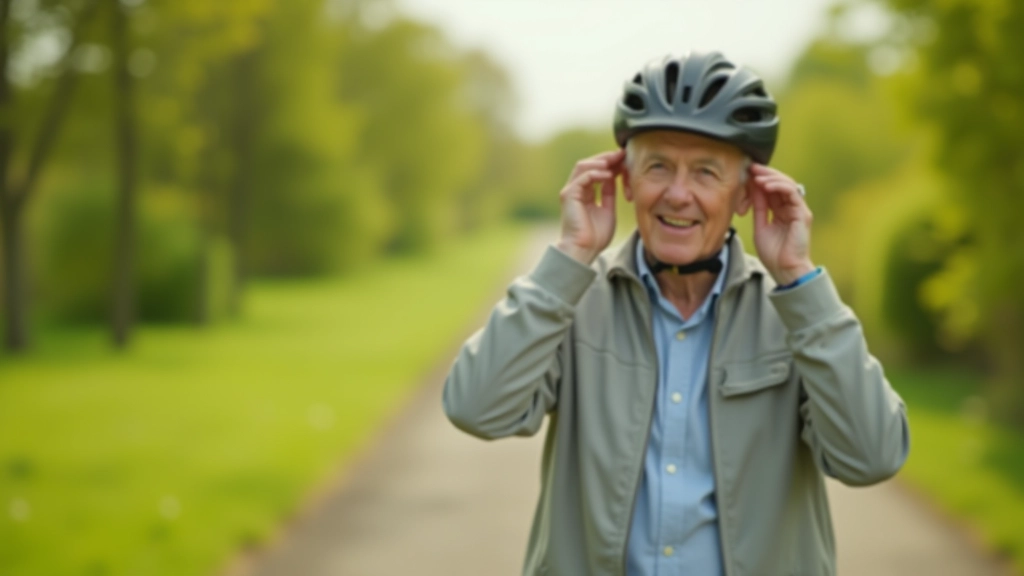 Close-up of cyclist adjusting helmet before ride on a sunny day